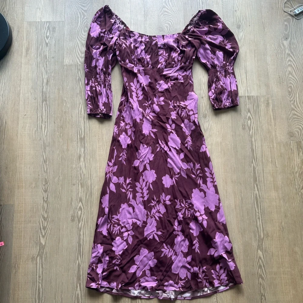 Peter Som Collective Floral Midi Square-neck Dress Womens size 8 maxi midi lined - Picture 7 of 10